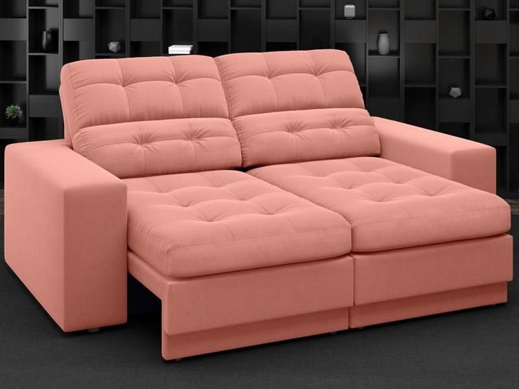 Imagem de Sofá Jobim 1,70m Assento Retrátil e Reclinável Velosuede Rose - NETSOFAS