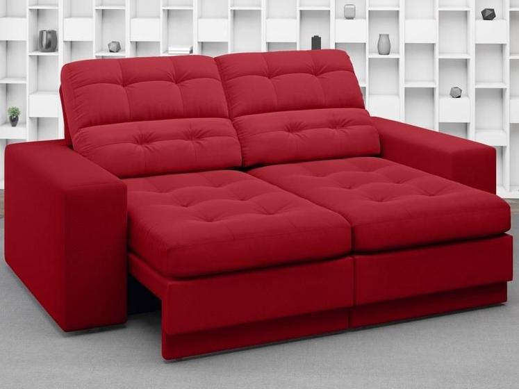 Imagem de Sofá Jobim 1,70m Assento Retrátil e Reclinável Velosuede Vermelho - NETSOFAS