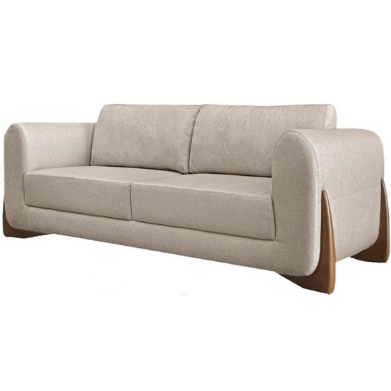 Imagem de Sofa Jolie 3 Lugares 230cm Pes Boomerang Linho 215 Areia Ezz