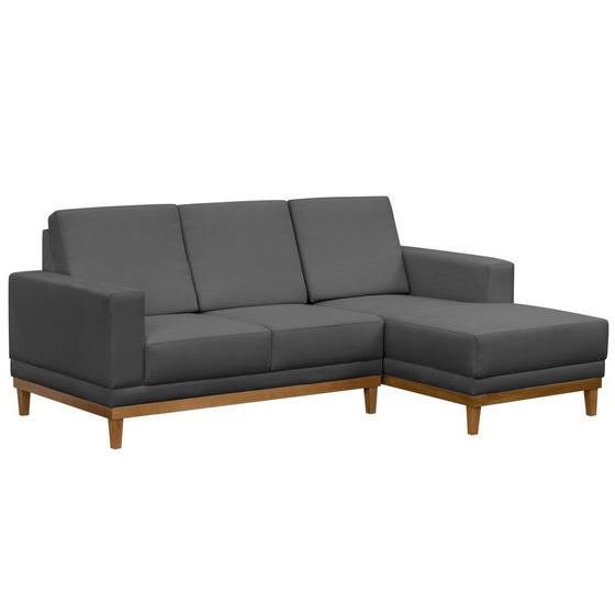 Sofá Kayrós 200cm 3 Lugares Com Chaise D05 Suede Cinza - Mpozenato Menor preço em Sofá Kayrós 200cm 3 Lugares Com Chaise D05 Suede Cinza - Mpozenato