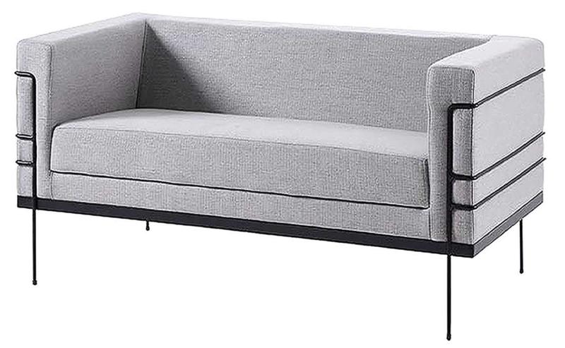 Imagem de Sofa Le Corbusier Cinza Base Aco Preto 2 Lugares  - 50360