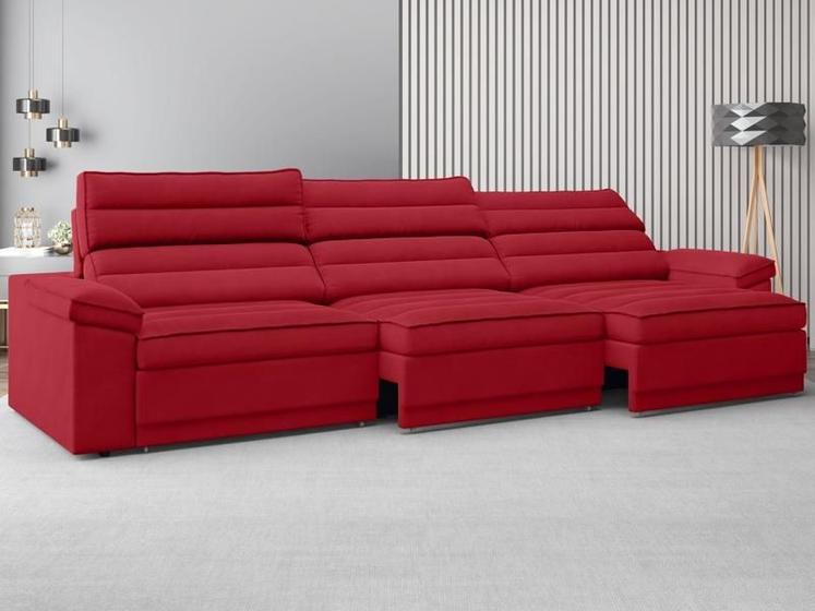 Imagem de Sofá Lincoln Assento Retrátil e Reclinável Velosuede Vermelho - NETSOFAS
