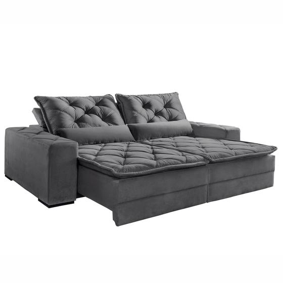 Sofá Lisboa 230cm Retrátil e Reclinável Jolie Grafite Montano Estofados Sofás Magazine Luiza