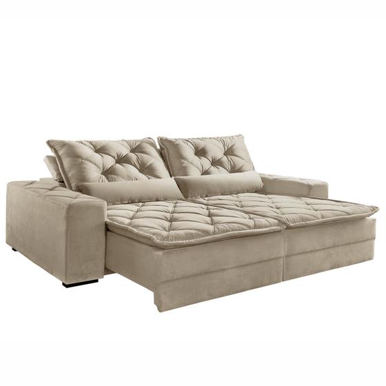 Sofá Lisboa 290cm Retrátil e Reclinável Jolie Bege Montano Estofados