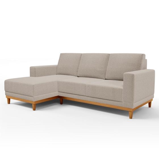 Imagem de Sofá Living 200cm 3 Lugares Com Chaise Esquerdo Kayrós D05 Boucle Bege  Mpozenato