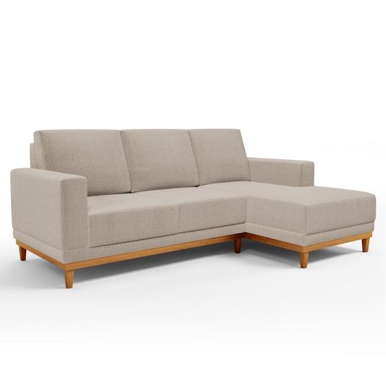 Imagem de Sofá Living 200cm 3 Lugares Com Chaise Esquerdo Kayrós D05 Bouclê Bege - Mpozenato