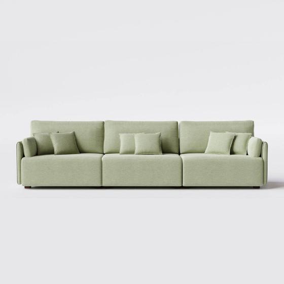 Imagem de Sofá Living Barcelona 3,55m em Linho Columbia Premium Verde Militar - Home Mobily