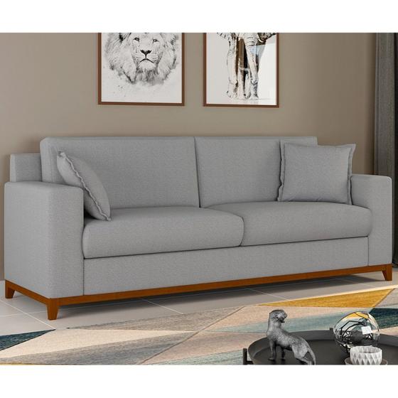 Imagem de Sofá Living Vintage 3 Lugares 220cm em Boucle Slim Cinza