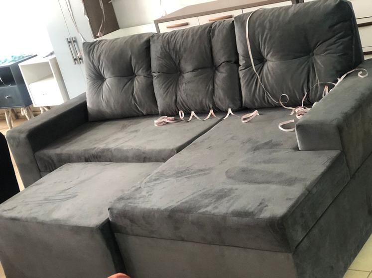 sofa londrina com puff titanio Sofás Magazine Luiza