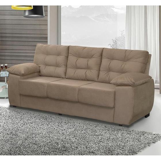 Imagem de Sofá Luxemburgo 3 Lugares Tecido Suede Castor - Moveis Marfim