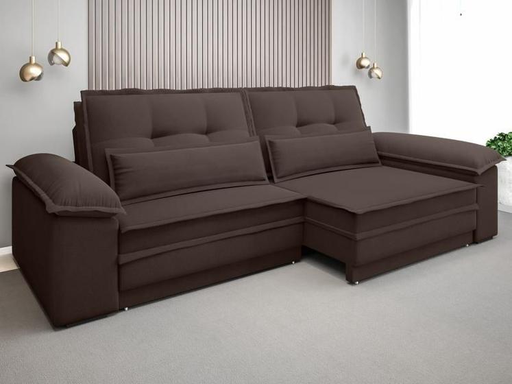 Sofá Luxor 2,10m Assento com Braço Retrátil e Reclinável Velosuede