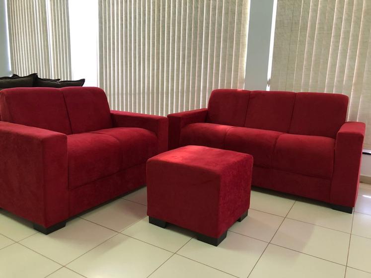 sofá Maceió 2 e 3 lugares com Puff titanio Sofás Magazine Luiza