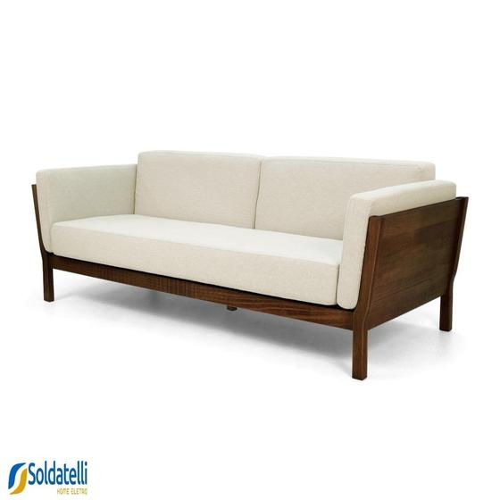 Imagem de Sofá Minas 03 Lugares Base Madeira Canela - Datelli Design