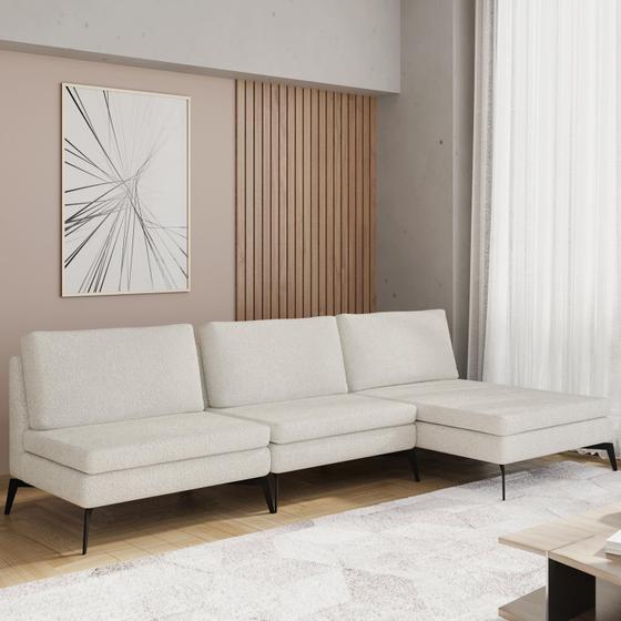 Imagem de Sofá Modular 3 Lugares com Chaise 255cm Calla Cabecasa Madeiramadeira
