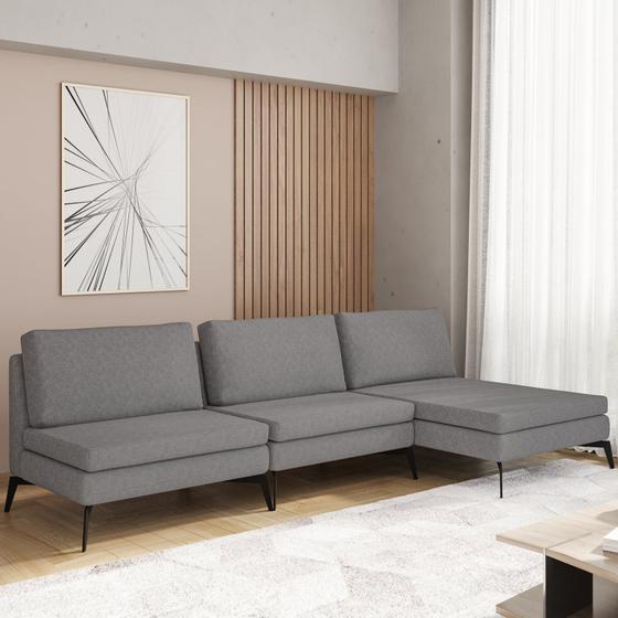 Imagem de Sofá Modular 3 Lugares com Chaise 255cm Calla Cabecasa Madeiramadeira