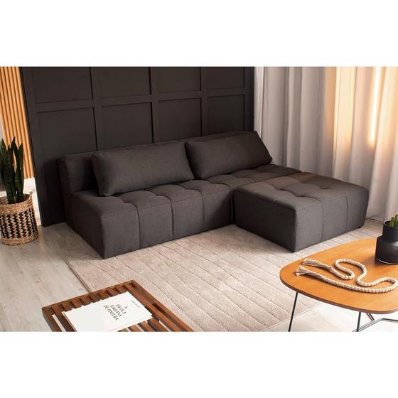 Imagem de Sofá Modular 3 Lugares com Puff Soho Linho Grafite