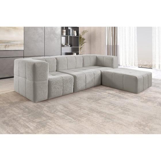Imagem de Sofá Modular 3 Lugares + Puff Bouclé