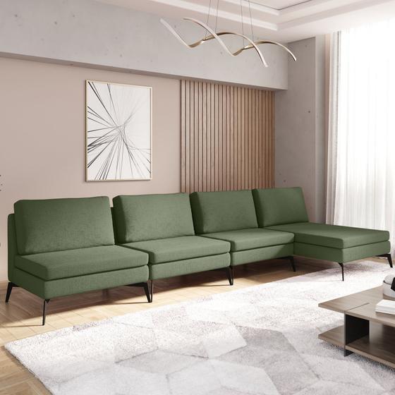 Imagem de Sofá Modular 4 Lugares com Chaise 300cm Calla Cabecasa Madeiramadeira