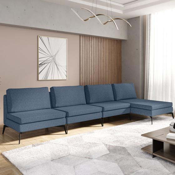 Imagem de Sofá Modular 4 Lugares com Chaise 300cm Calla Cabecasa Madeiramadeira