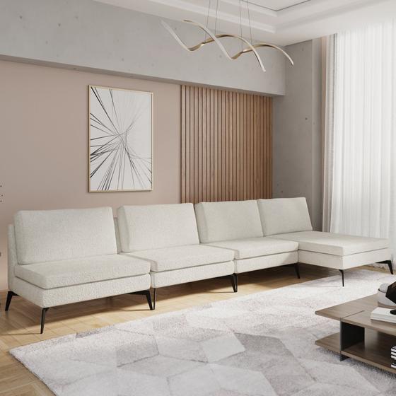 Imagem de Sofá Modular 4 Lugares com Chaise 340cm Calla Cabecasa Madeiramadeira