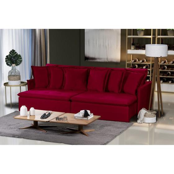 Imagem de Sofá Modular 4 Lugares Olinda 2.30 MT com Molas Retrátil e Reclinável Veludo Nobre Sofatec