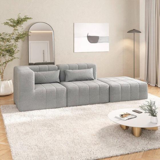 Imagem de Sofá Modular de Canto 01 Canto 01 Poltrona e 01 Puff Easybox CabeCasa MadeiraMadeira