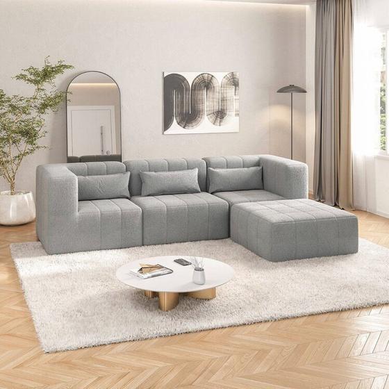 Imagem de Sofá Modular de Canto 02 Cantos 01 Poltrona e 01 Puff Easybox CabeCasa MadeiraMadeira