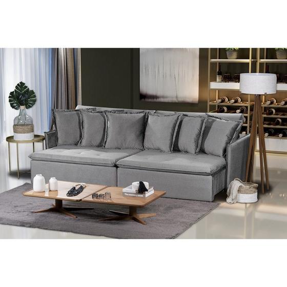 Imagem de Sofá Modular Olinda 4 Lugares 2.30 MT com Molas Retrátil Reclinável Linho Corriente Sofatec