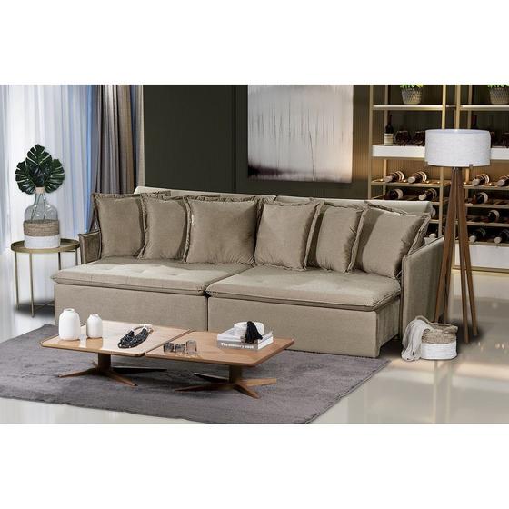 Imagem de Sofá Modular Olinda 4 Lugares 2.30 MT com Molas Retrátil Reclinável Linho Corriente Sofatec