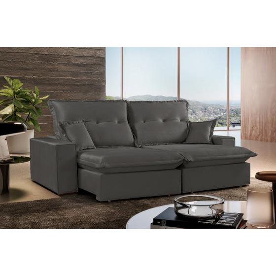 Imagem de Sofa Momo Retrátil e Reclinável 5 Lugares 290 Cm com Molas Ensacadas e Pillow Top Espresso Móveis Cinza