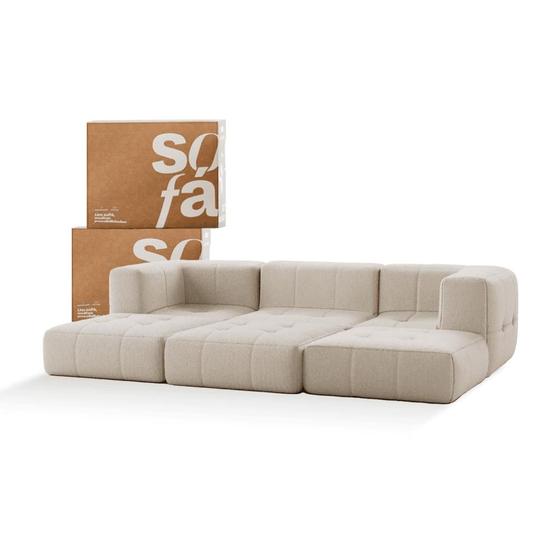 Imagem de Sofá na Caixa modular 3 lugares em Boucle com 3 Chaises