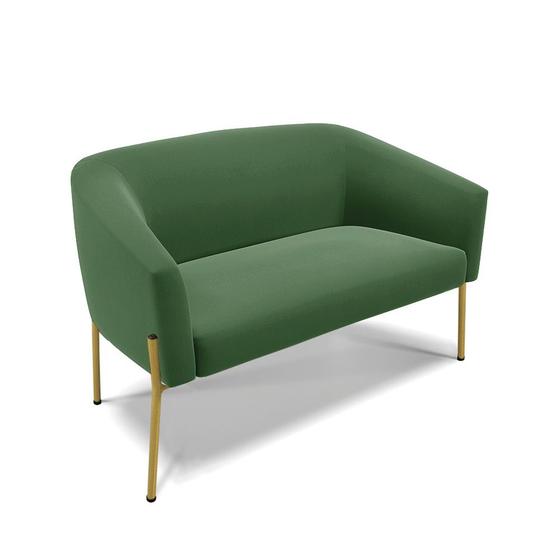 Imagem de Sofá Namoradeira 2 Lugares Pé de Ferro Dourado Stella Suede Verde D03 - D'Rossi