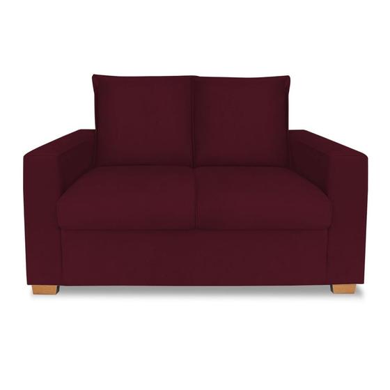 Imagem de Sofá Namoradeira Estofad 2 Lugares Sala Denver Suede Vermelho Bordo - INCASA DECOR