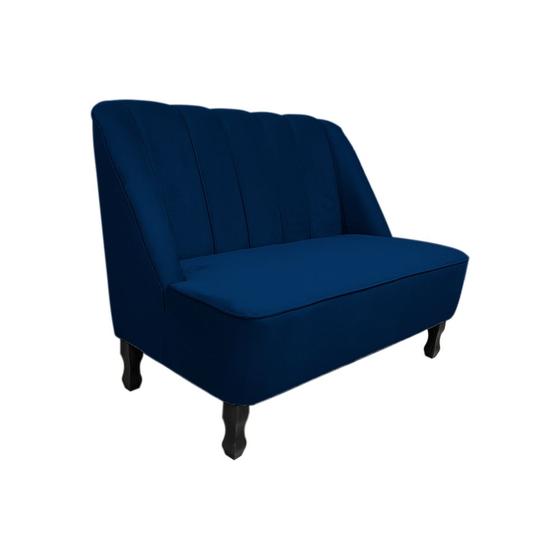 Imagem de Sofá Namoradeira Poltrona Decorativa 2 Lugares Teles Suede Azul Marinho