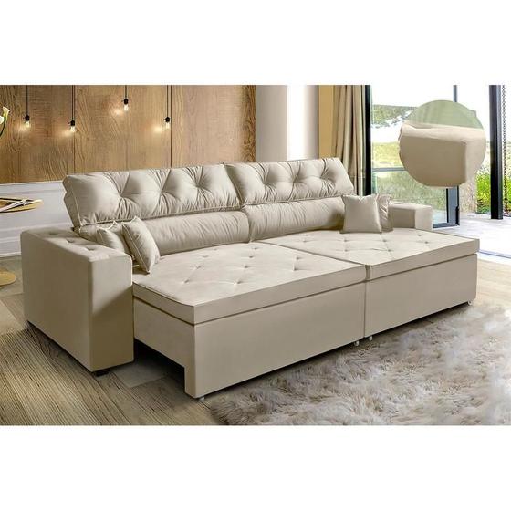 Imagem de Sofá New Austin 2,02 m Retrátil Reclinável com Molas  Bege -Sofá na Web