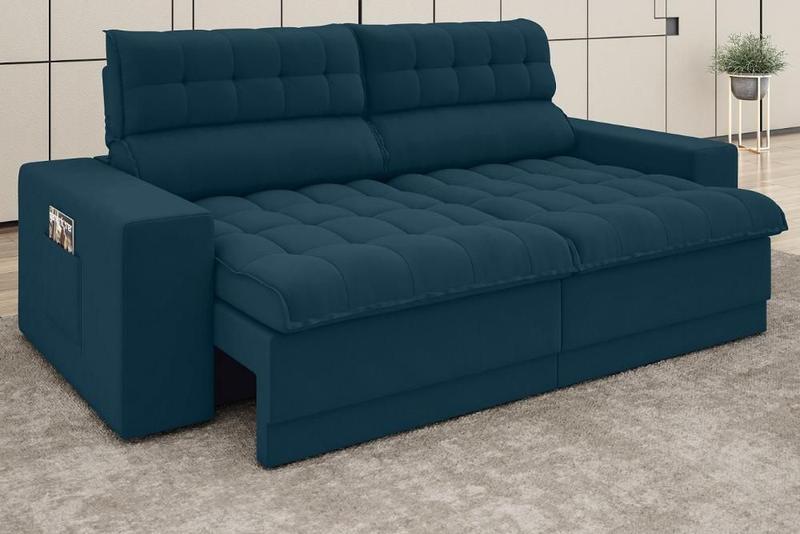 Imagem de Sofá Omega 2,00m Assento Retrátil e Reclinável Velosuede Royal - NETSOFAS