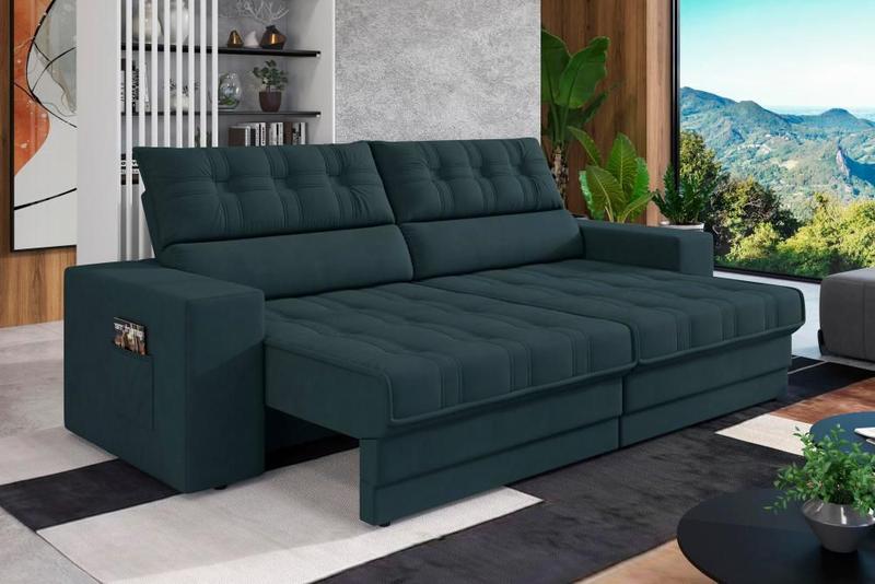 Sofá Omega Plus 2,00m Retrátil/Reclinável Suede Petróleo - Xflex Menor preço em Sofá Omega Plus 2,00m Retrátil/Reclinável Suede Petróleo - Xflex