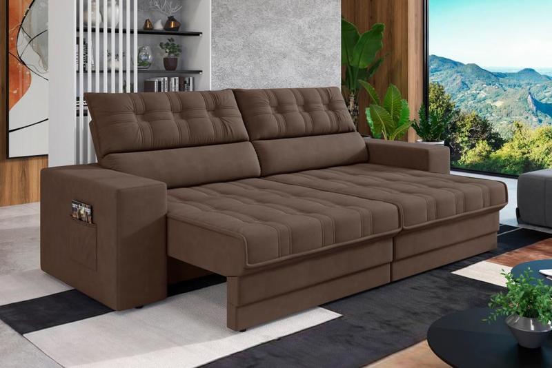 Sofá Oscar Plus 2,00m Retrátil/Reclinável Suede Marrom - Xflex Menor preço em Sofá Oscar Plus 2,00m Retrátil/Reclinável Suede Marrom - Xflex
