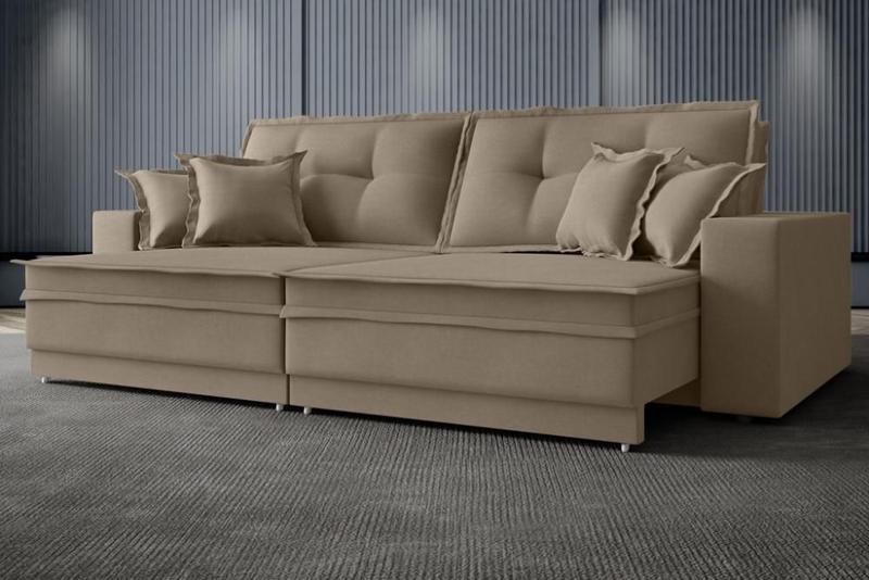 Imagem de Sofá Palermo 2,80m Retrátil e Reclinável Velosuede Capuccino - NETSOFAS