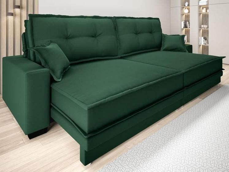 Imagem de Sofá Palermo 2,80m Retrátil e Reclinável Velosuede Verde - NETSOFAS