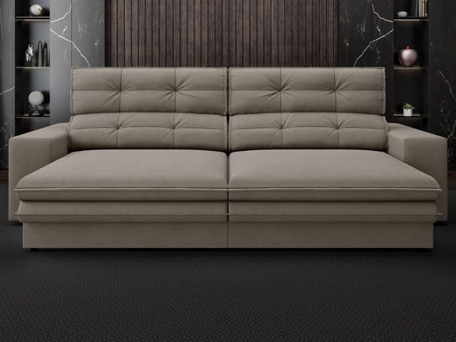 Sofá Pegasus 2,50m Assento Retrátil e Reclinável Velosuede Bege - NETSOFAS Menor preço em Sofá Pegasus 2,50m Assento Retrátil e Reclinável Velosuede Bege - NETSOFAS