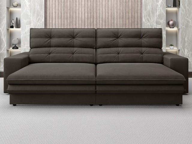 Sofá Pegasus 2,50m Assento Retrátil e Reclinável Velosuede Chocolate - NETSOFAS Menor preço em Sofá Pegasus 2,50m Assento Retrátil e Reclinável Velosuede Chocolate - NETSOFAS
