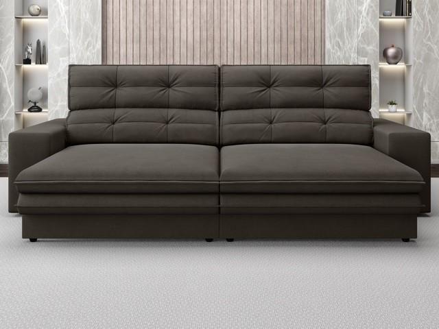 Imagem de Sofá Pegasus 2,50m Assento Retrátil e Reclinável Velosuede Chocolate - NETSOFAS