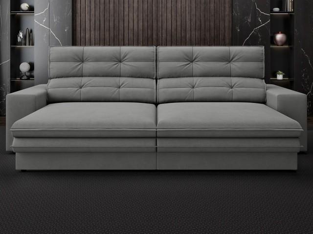 Imagem de Sofá Pegasus 2,50m Assento Retrátil e Reclinável Velosuede Grafite - NETSOFAS