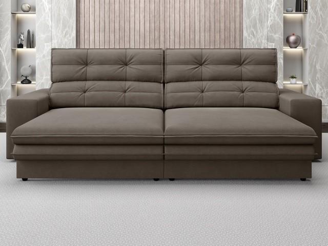 Sofá Pegasus 2,50m Assento Retrátil e Reclinável Velosuede Marrom - NETSOFAS Menor preço em Sofá Pegasus 2,50m Assento Retrátil e Reclinável Velosuede Marrom - NETSOFAS