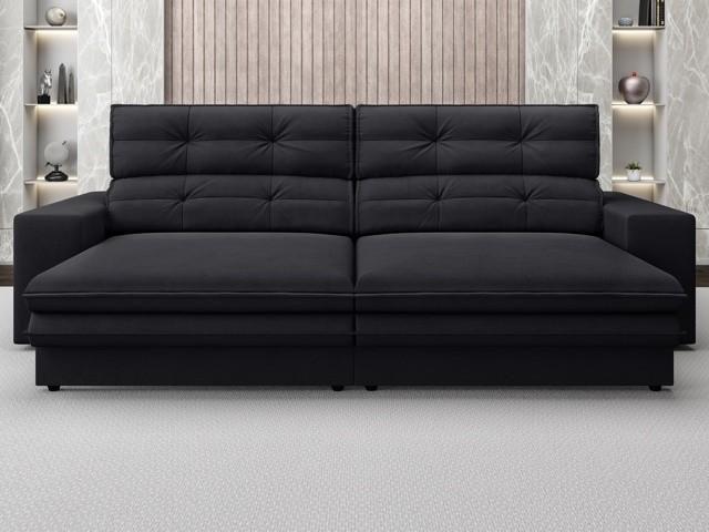 Sofá Pegasus 2,50m Assento Retrátil e Reclinável Velosuede Preto - NETSOFAS Menor preço em Sofá Pegasus 2,50m Assento Retrátil e Reclinável Velosuede Preto - NETSOFAS