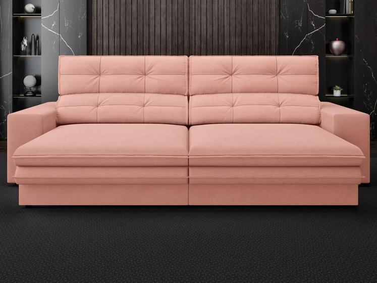Sofá Pegasus 2,50m Assento Retrátil e Reclinável Velosuede Rose - NETSOFAS é boa?