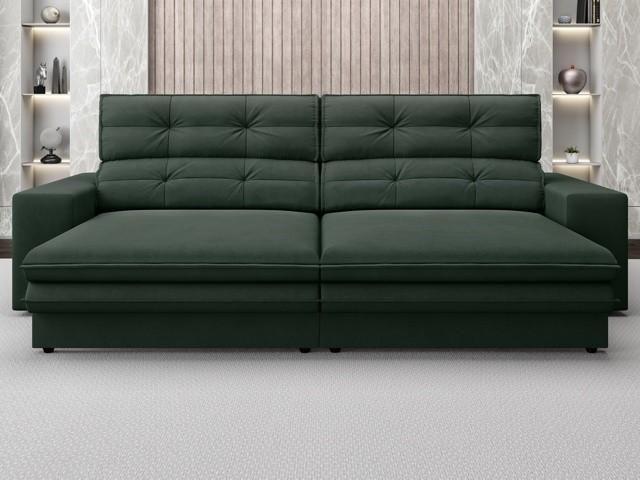 Imagem de Sofá Pegasus 2,50m Assento Retrátil e Reclinável Velosuede Verde - NETSOFAS