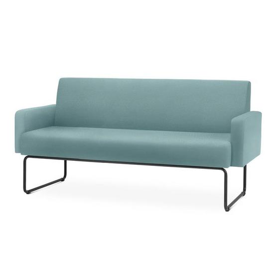 Imagem de Sofa Pix com Bracos Assento Crepe Verde Agua Base Aco Preto - 55099