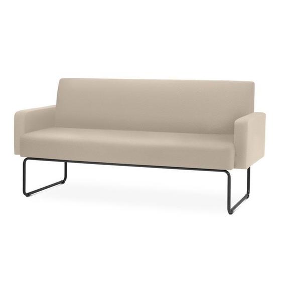 Imagem de Sofa Pix com Bracos Assento material sintético Bege Base Aco Preto - 55103